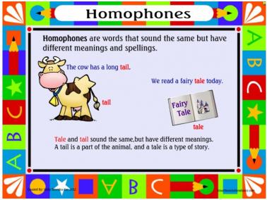 Smartboard Lesson on Homophones 2-5